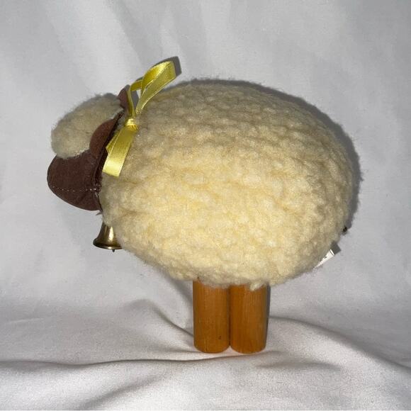 VTG DEPT 56 LE MOUTON CUTE SHEEP LAMB FIGURINE YELLOW RIBBON PLUSHY FOLK 1983 - Picture 6 of 8